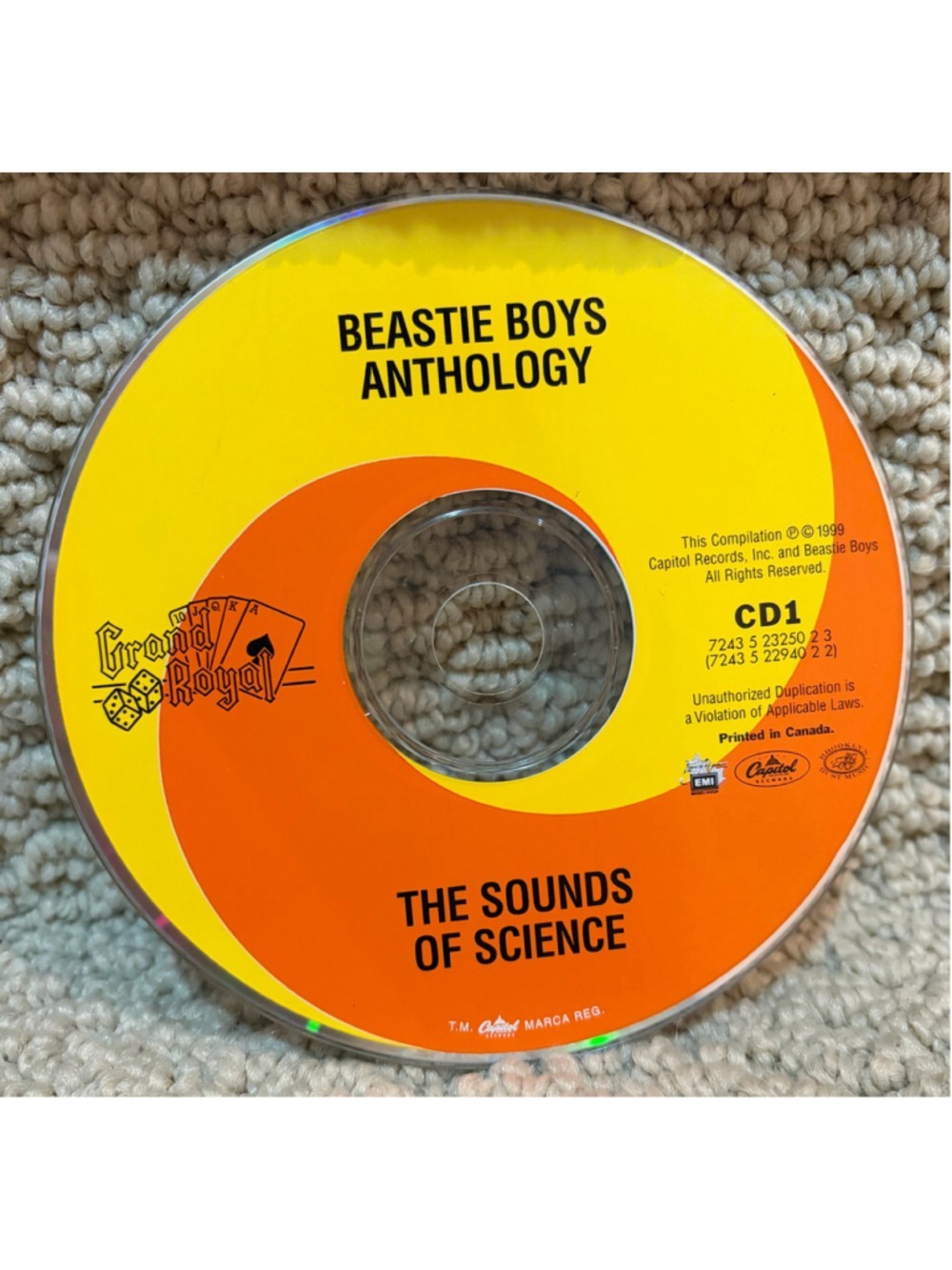 Beastie Boys Anthology The Sounds of Science CD1 Music Disc Yellow Orange